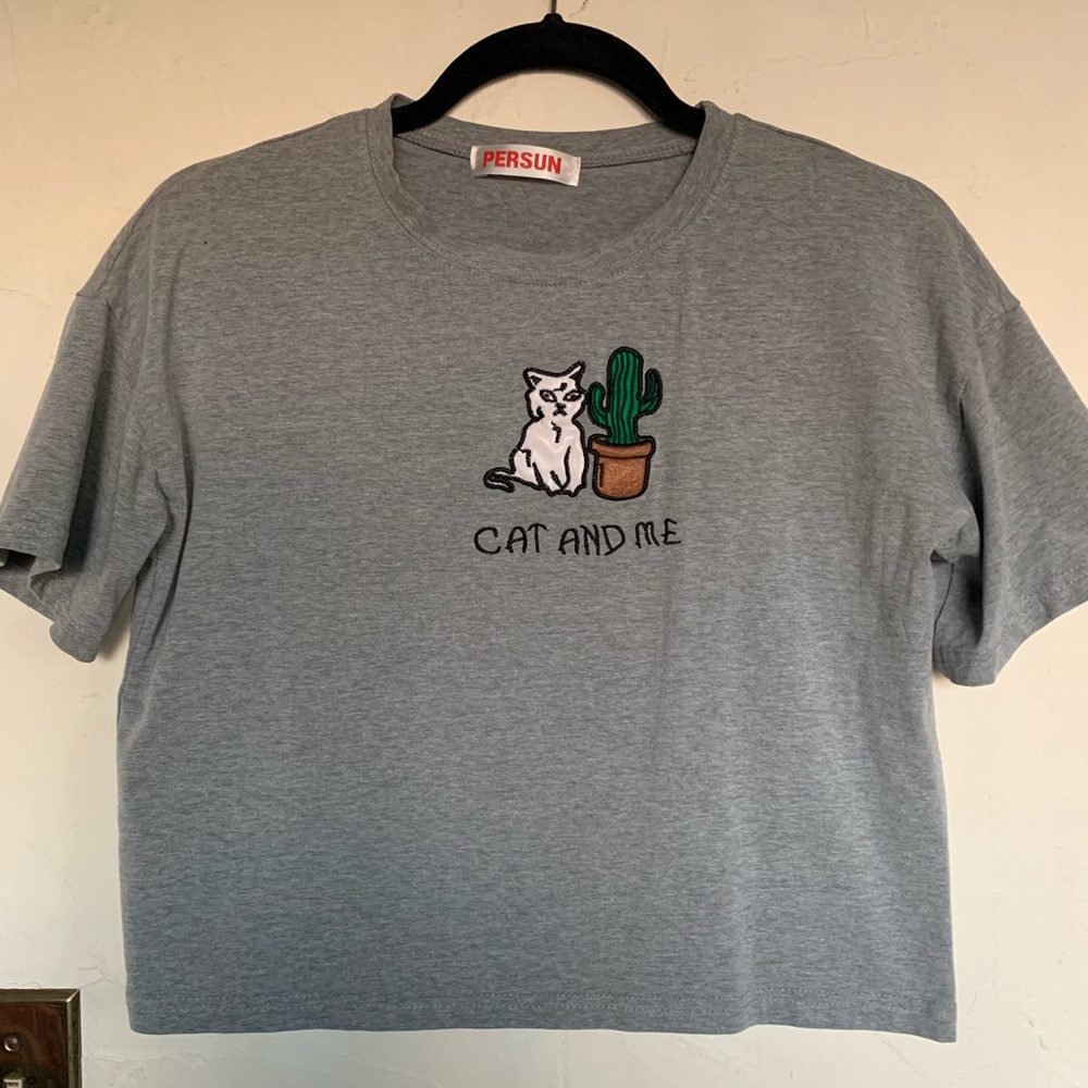 Cat and Cactus Crop Top